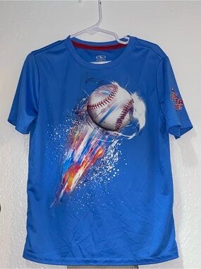 Athletic Works Royal Blue Boys' Baseball Tee with Fiery Graphic